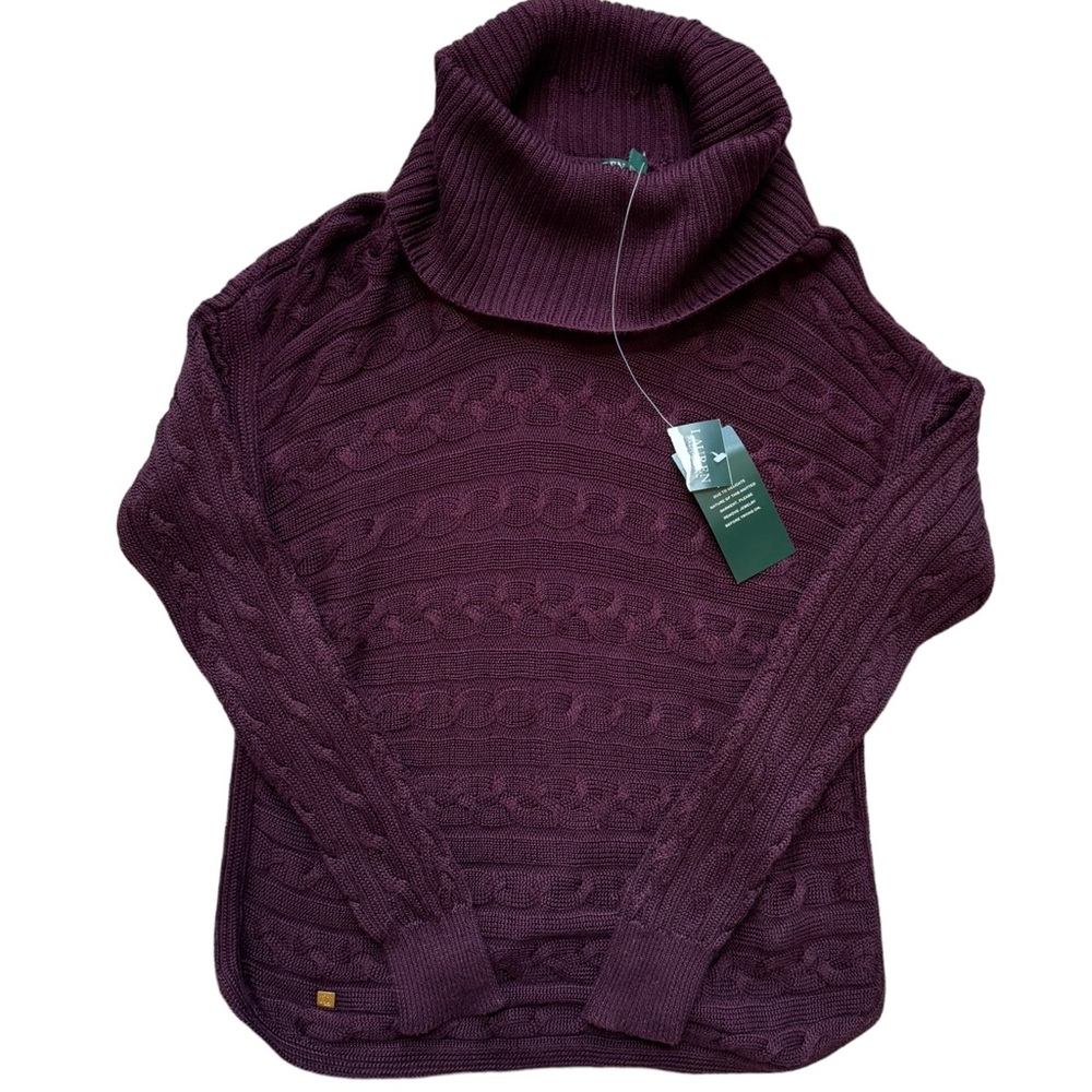 Lauren Ralph Lauren Women's Cable Knit Turtleneck Sweater - Plum